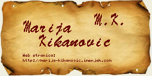 Marija Kikanović vizit kartica
